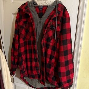 EUC SMITH Men's Red and Black Checkered Jacket